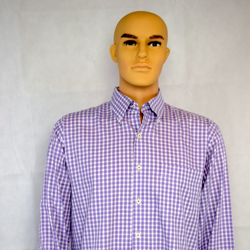 Peter Millar Purple White Long Sleeve Button Up Co